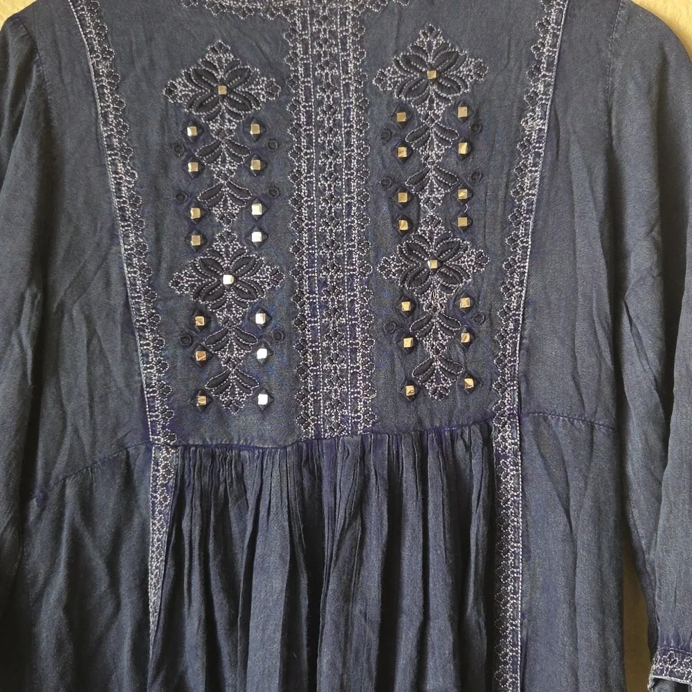 CIENNA Breese Blue Embroidered Dress,SZ S. - Picture 7 of 7